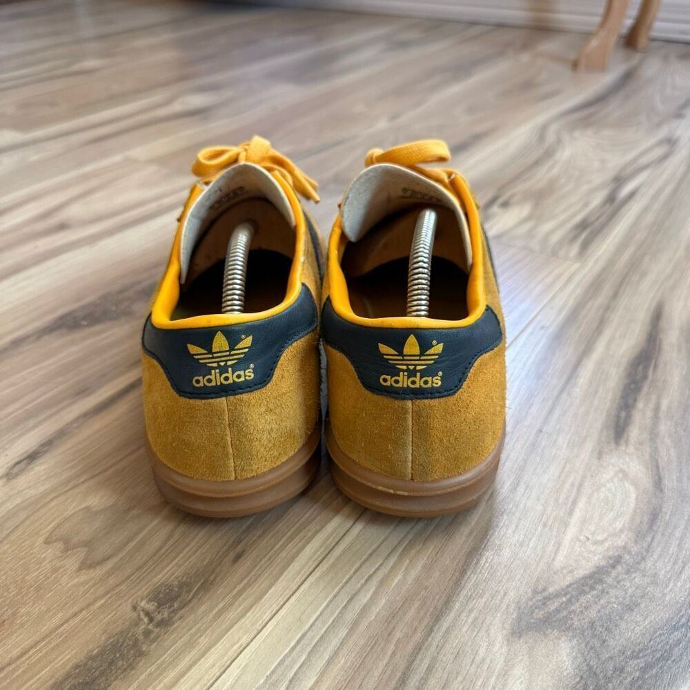 Adidas Yellow Black Suede Low Top Lace Up Hamburg Athletic Sneaker Shoes Size 10 - Picture 8 of 11